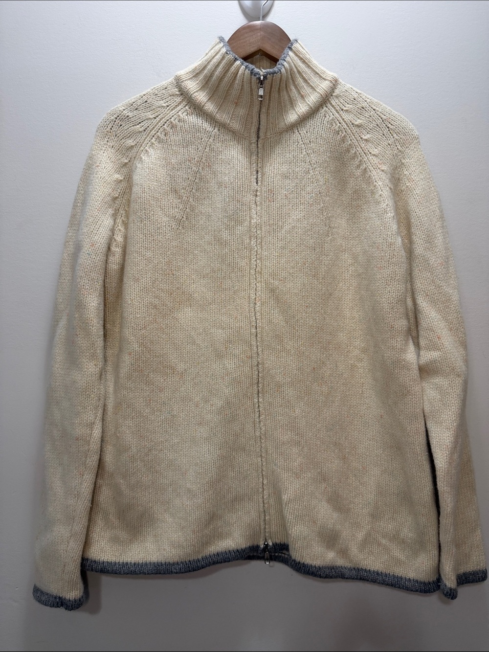 Vintage Cotton Ginny Plus Zip-Up Knit Sweater Jacket Size Small 26.5x23